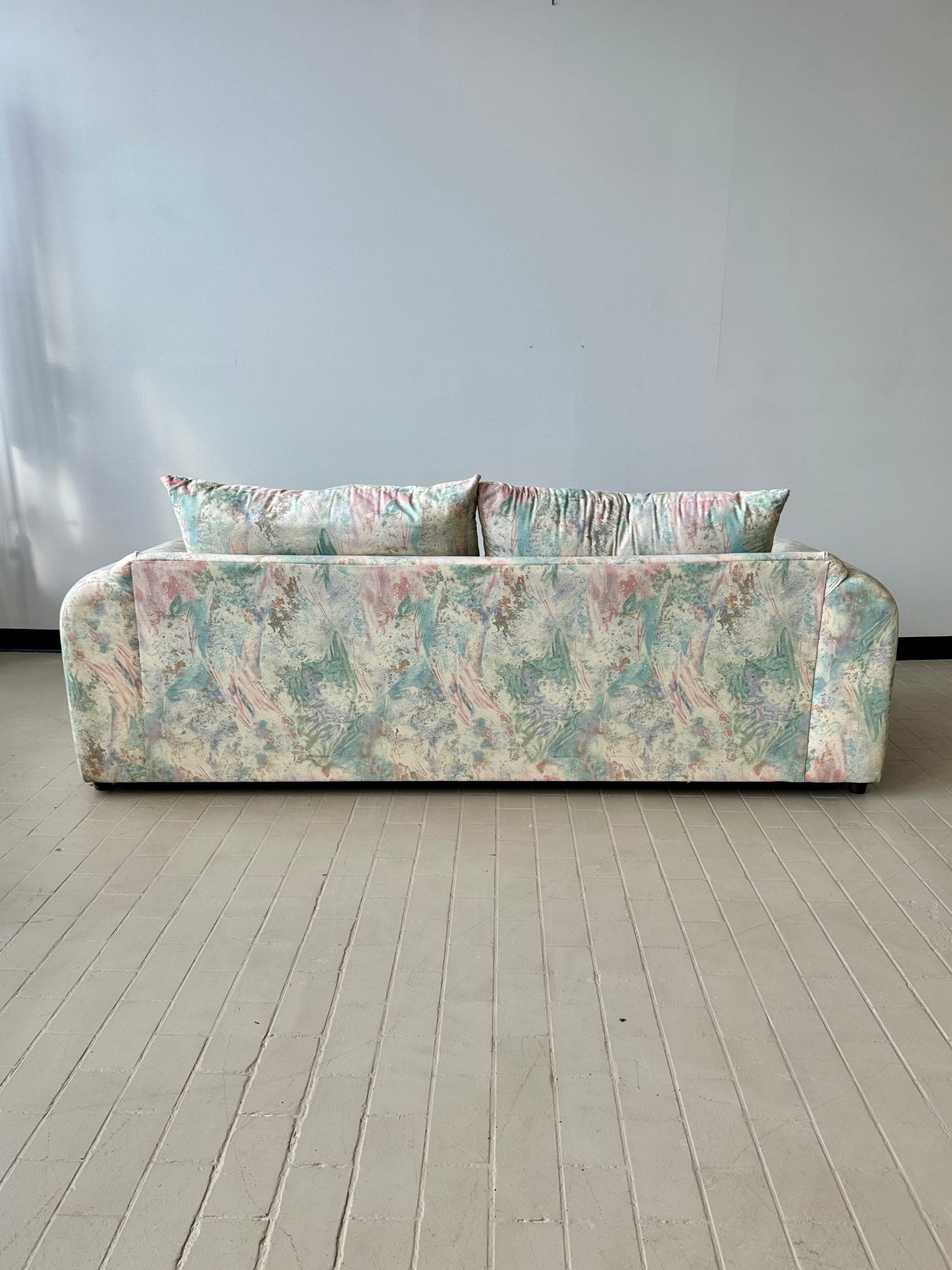 Vintage 1980s Deco Style Abstract Pastel Sofa