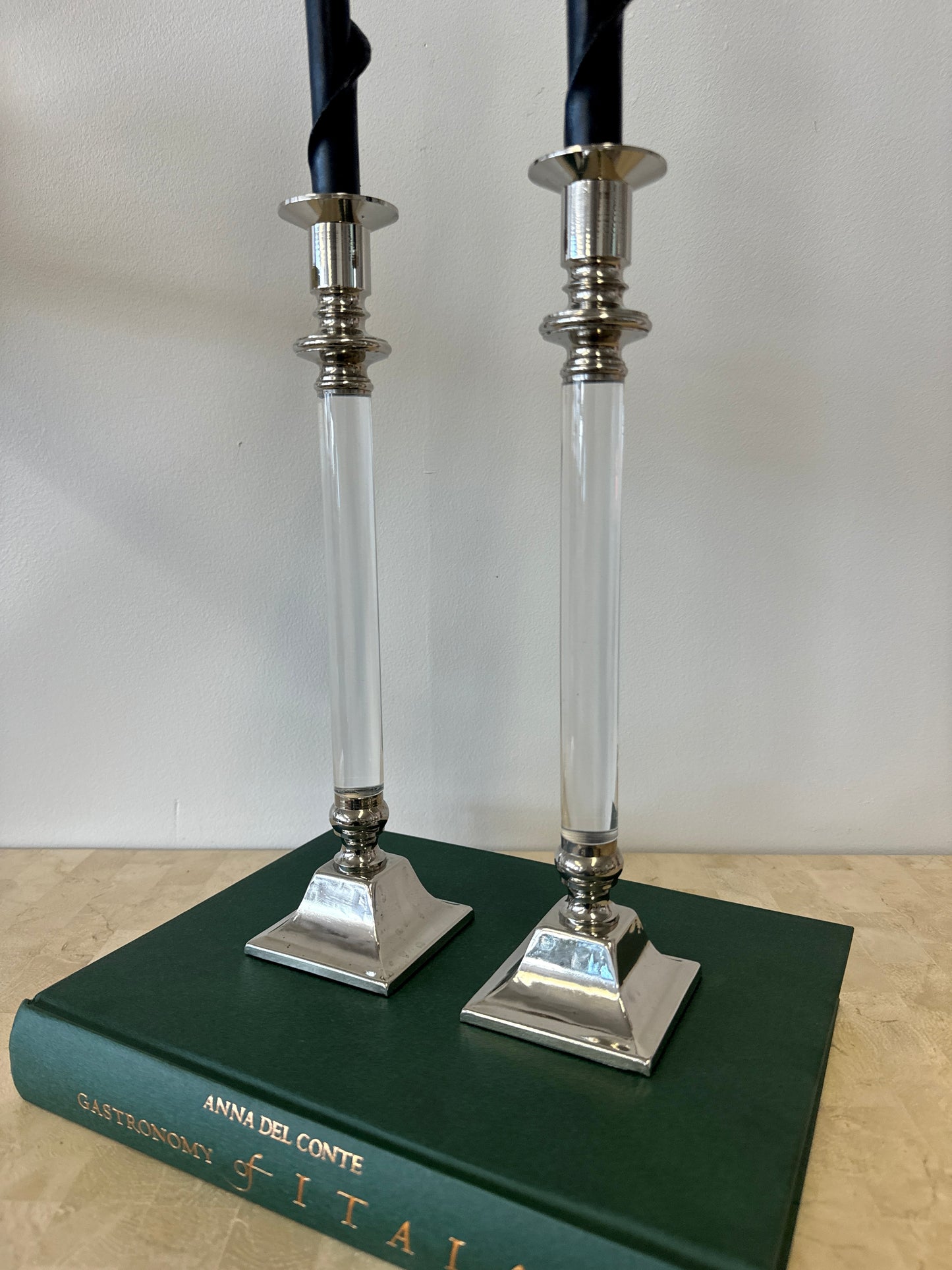 Vintage Lucite & Silverplate Candlesticks