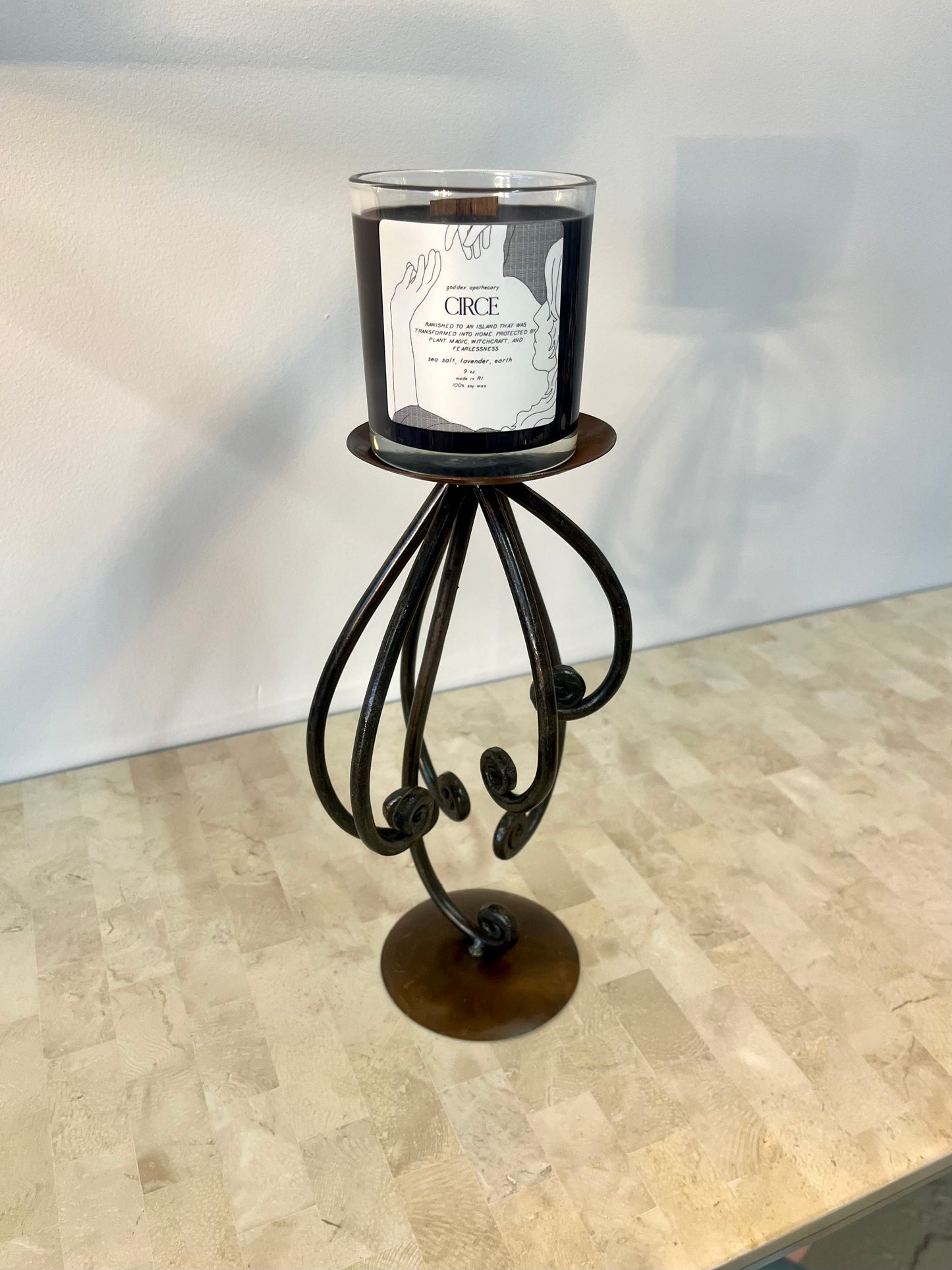 Postmodern Swirl Metal Pillar Candle Holder
