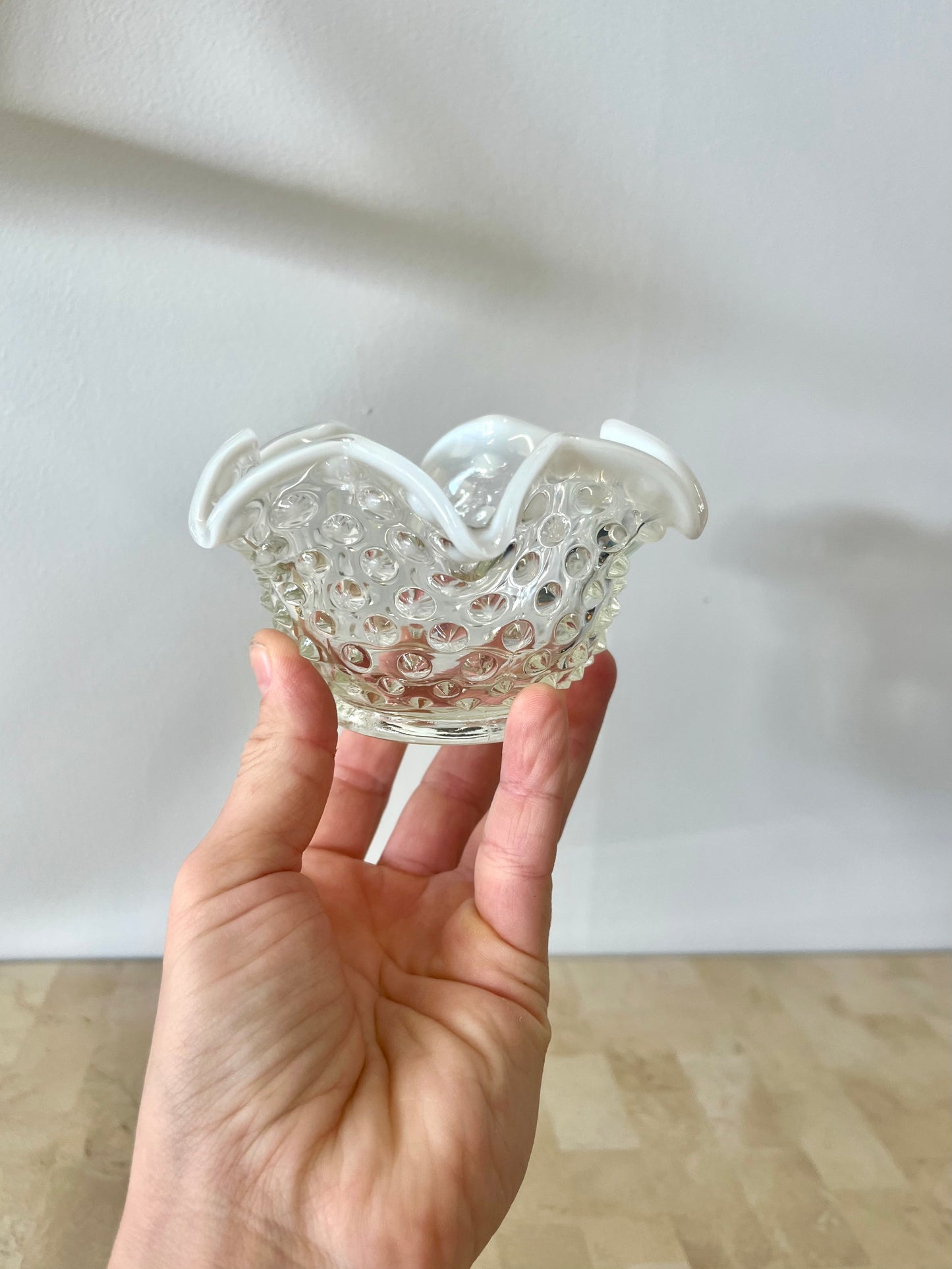 Vintage Petite Opalescent Hobnail Candy Dish