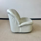 Postmodern Light Grey Leather Swivel Slipper Lounge Chair