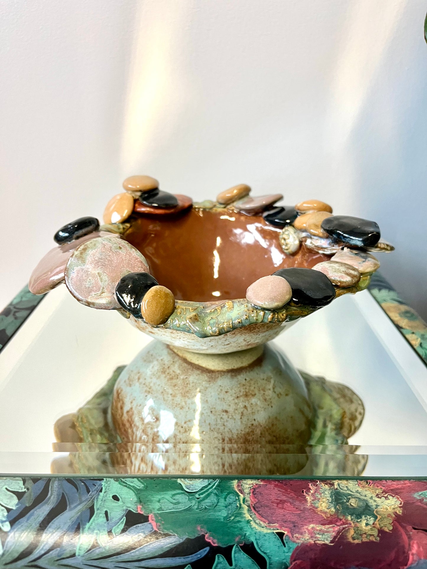 Vintage Studio Pottery Console Dish with “Pebble” Rim