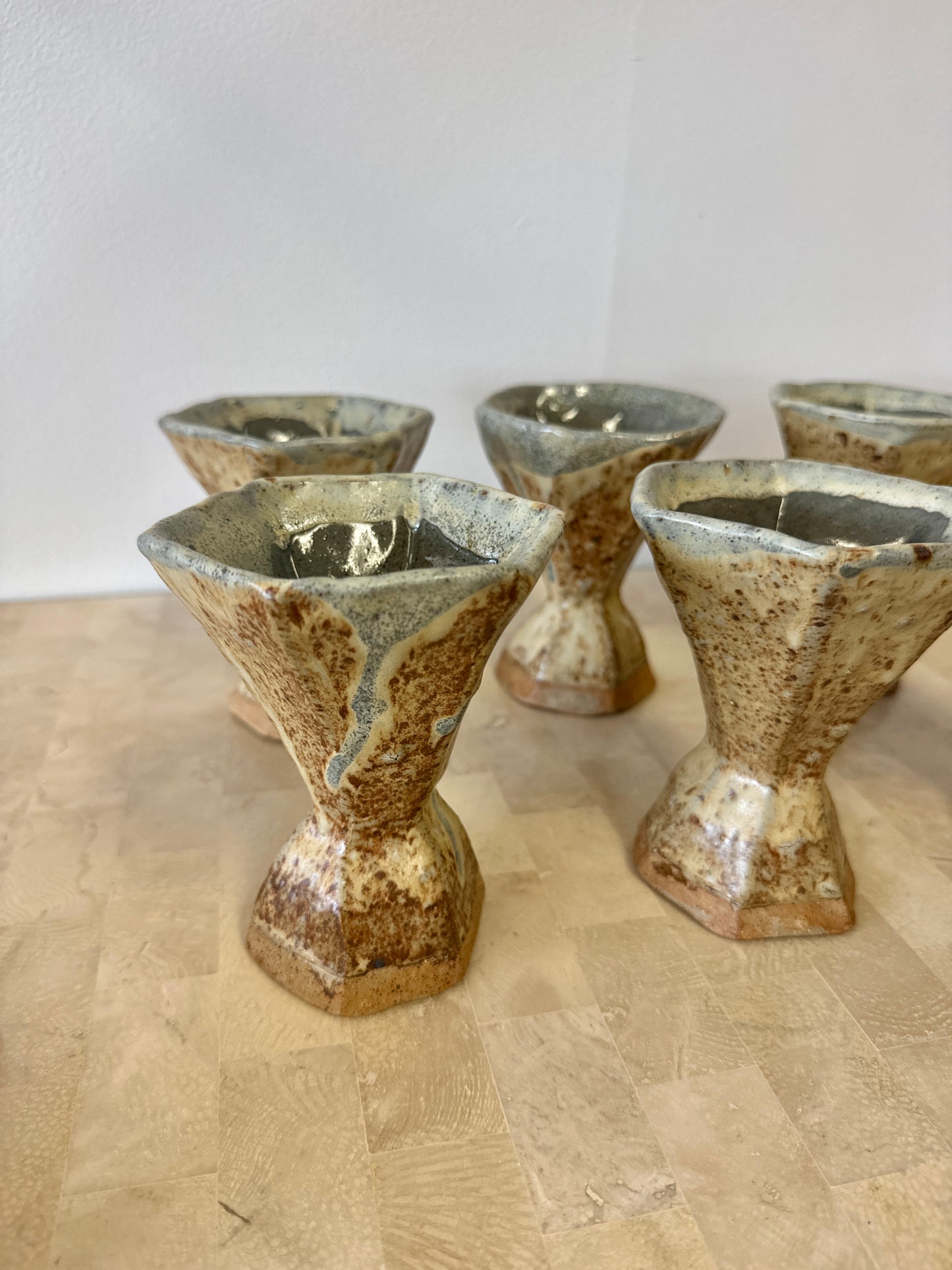 Vintage Studio Pottery Hexagon Goblets