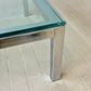 Milo Baughman Style Mid Century Chrome and Glass Coffee Table