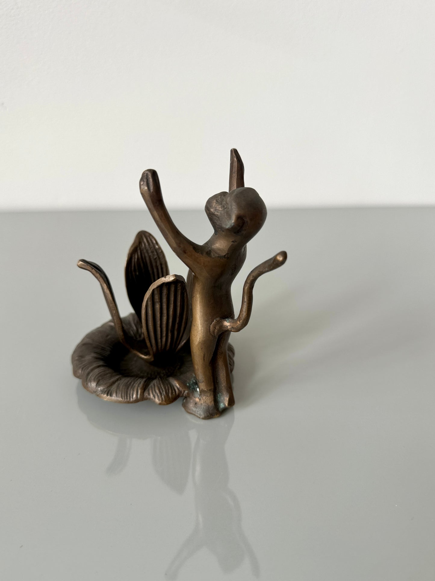 Vintage Lacquered Brass Monkey Candleholder