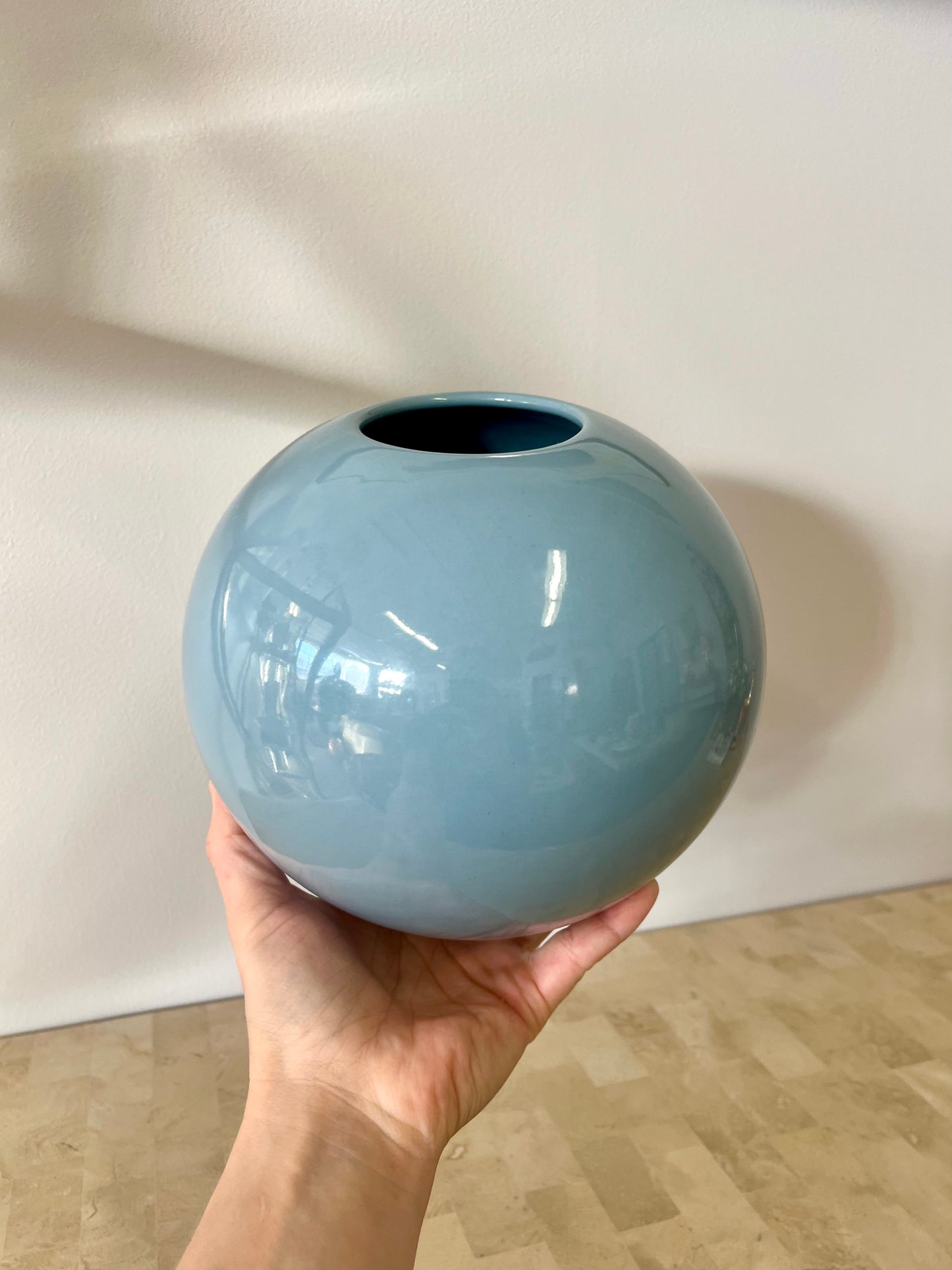 Vintage 1986 Powder Blue Haeger Sphere Vase