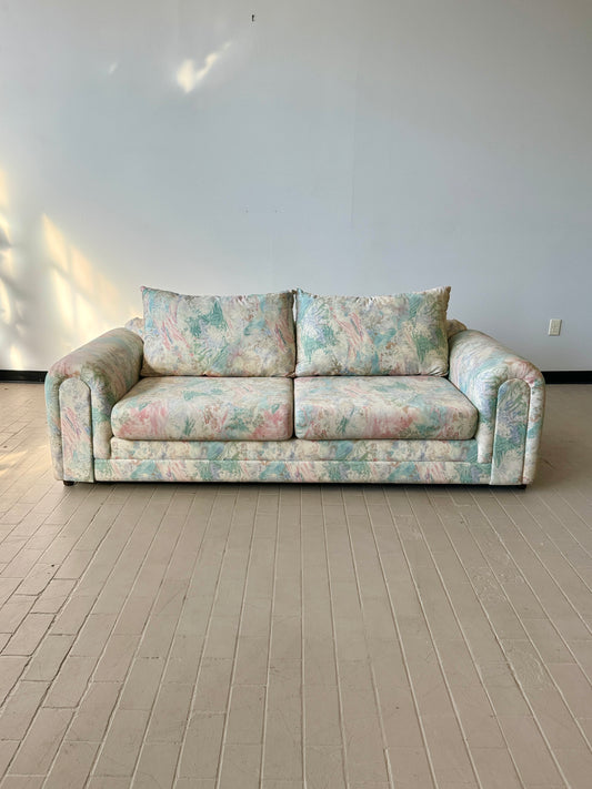 Vintage 1980s Deco Style Abstract Pastel Sofa