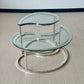 Vintage Chrome and Glass Yin Yang Table Pair