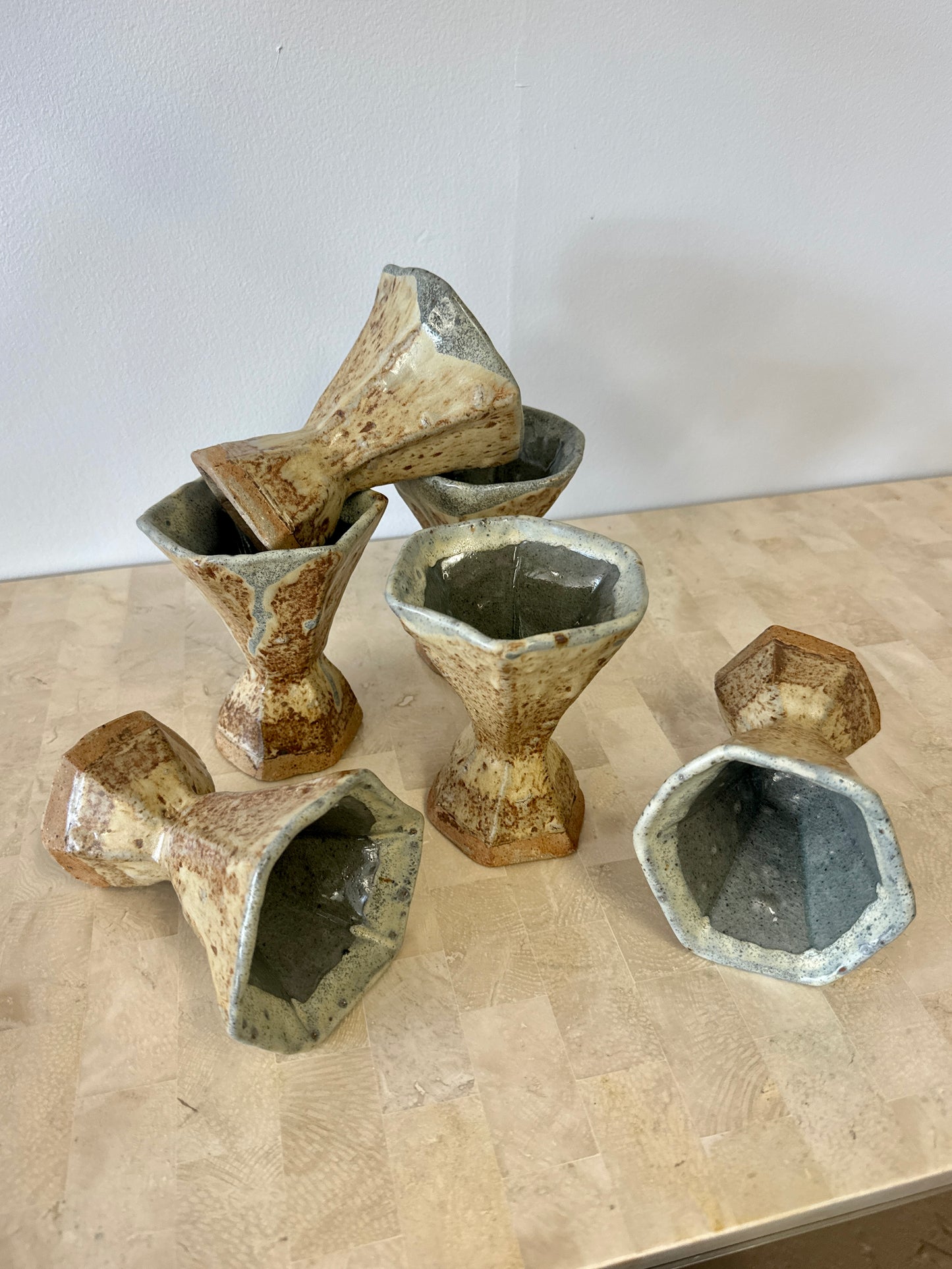 Vintage Studio Pottery Hexagon Goblets