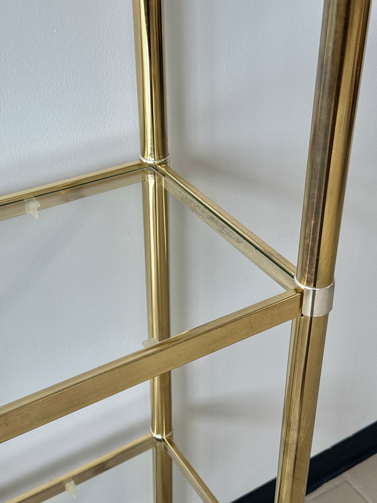 Vintage 80s Deco Style Brass Etagere