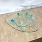 Vintage Triangle Shaped Gem Footed Glass Platters