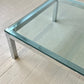 Milo Baughman Style Mid Century Chrome and Glass Coffee Table