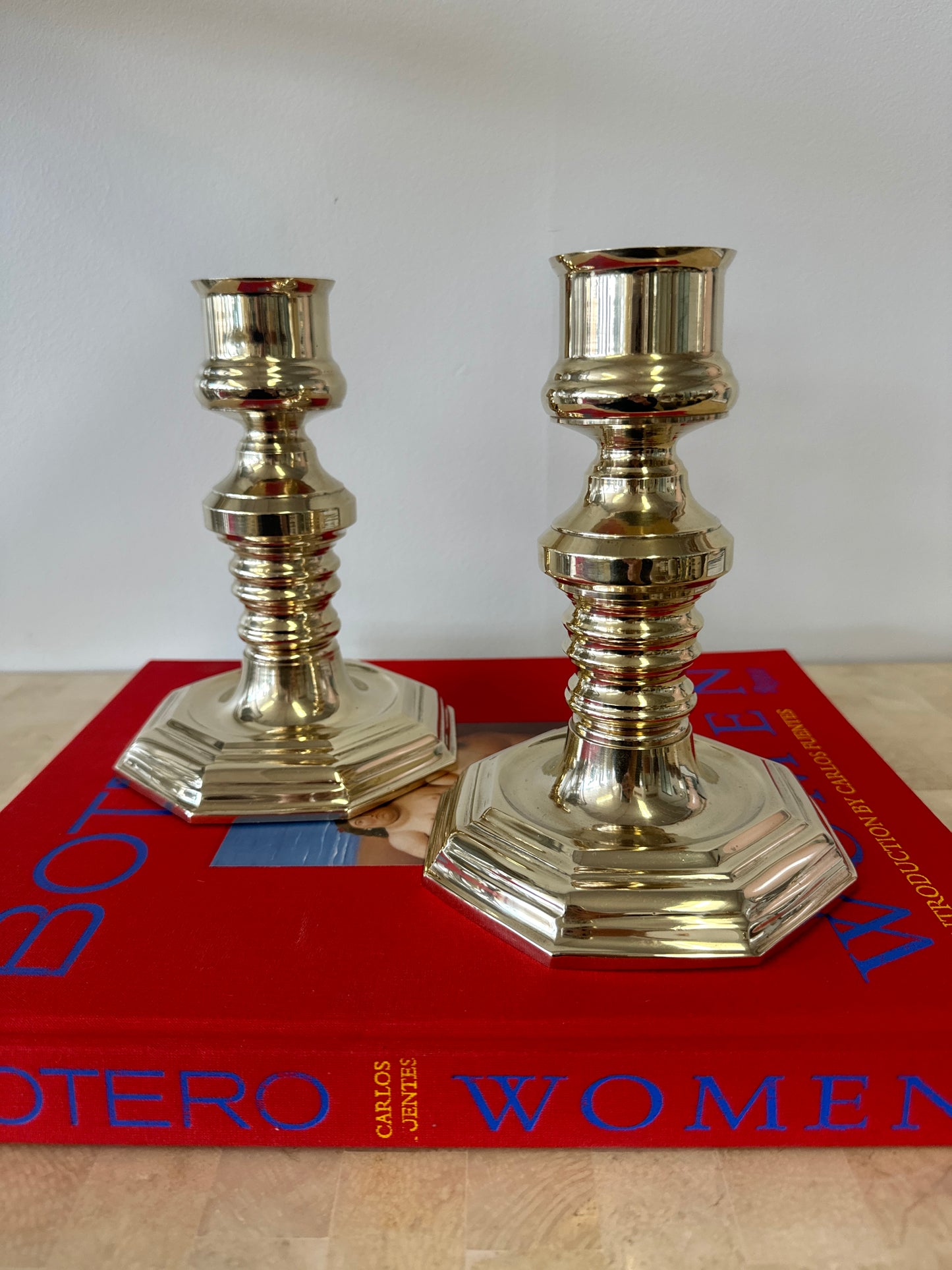 Vintage Chunky Brass Candlesticks