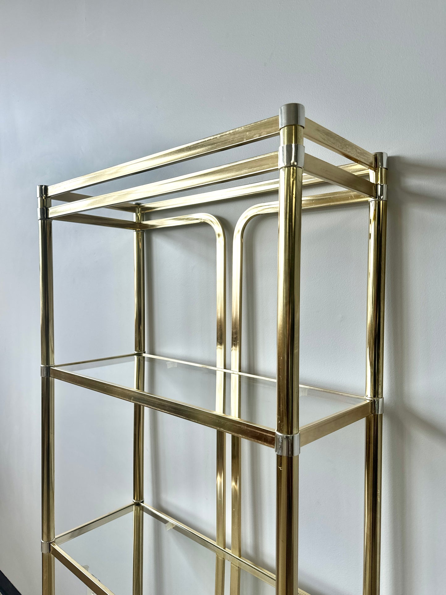 Vintage 80s Deco Style Brass Etagere