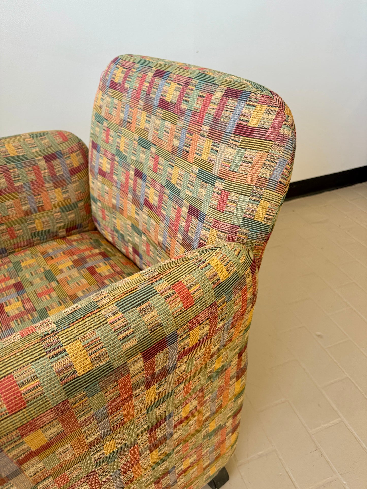 Vintage Postmodern Chiclet Style Arm Chairs