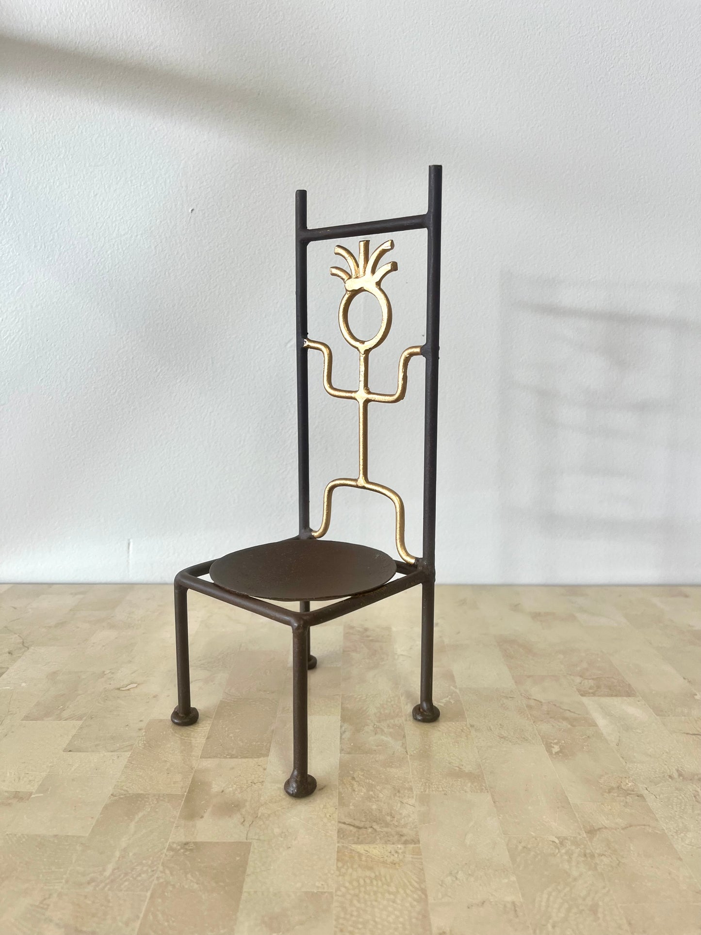 Postmodern Laurids Lonborg Style Iron Chair Candle Holder