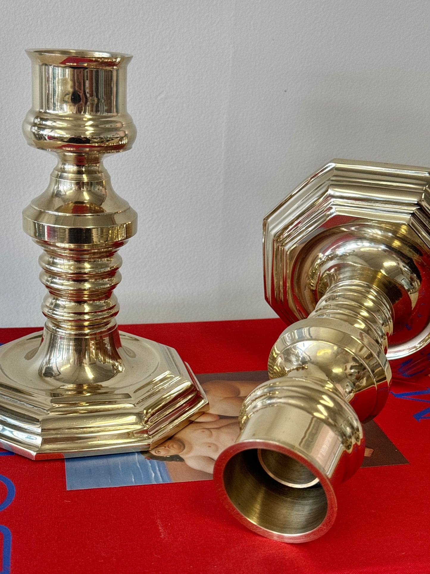 Vintage Chunky Brass Candlesticks