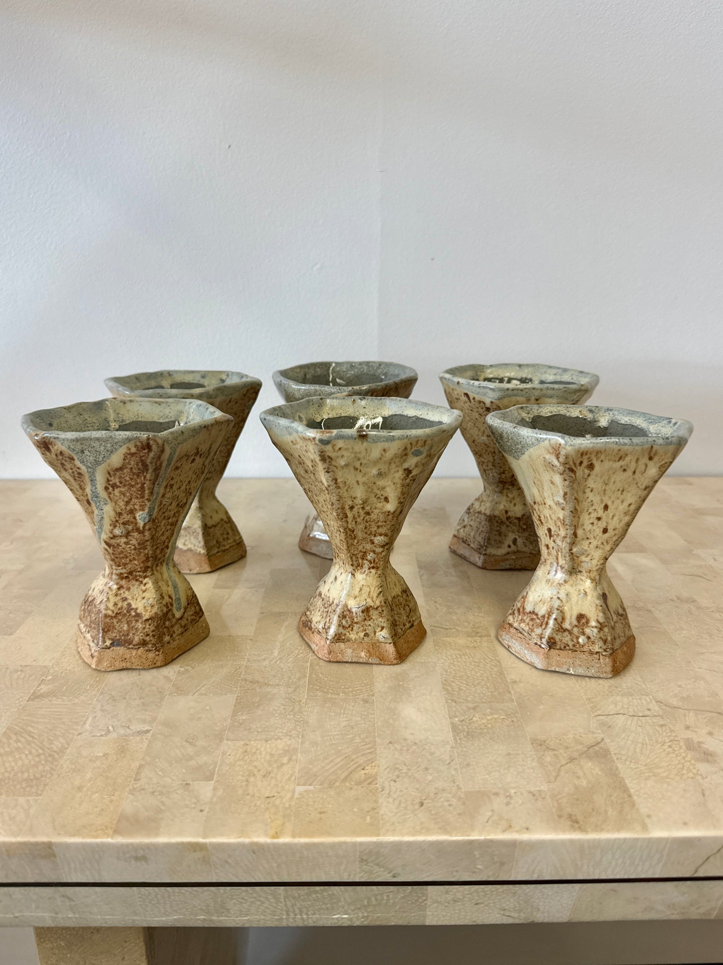 Vintage Studio Pottery Hexagon Goblets