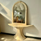 Vintage Maitland Smith Style Tessellated Stone & Brass Demilune Console Table & Mirror