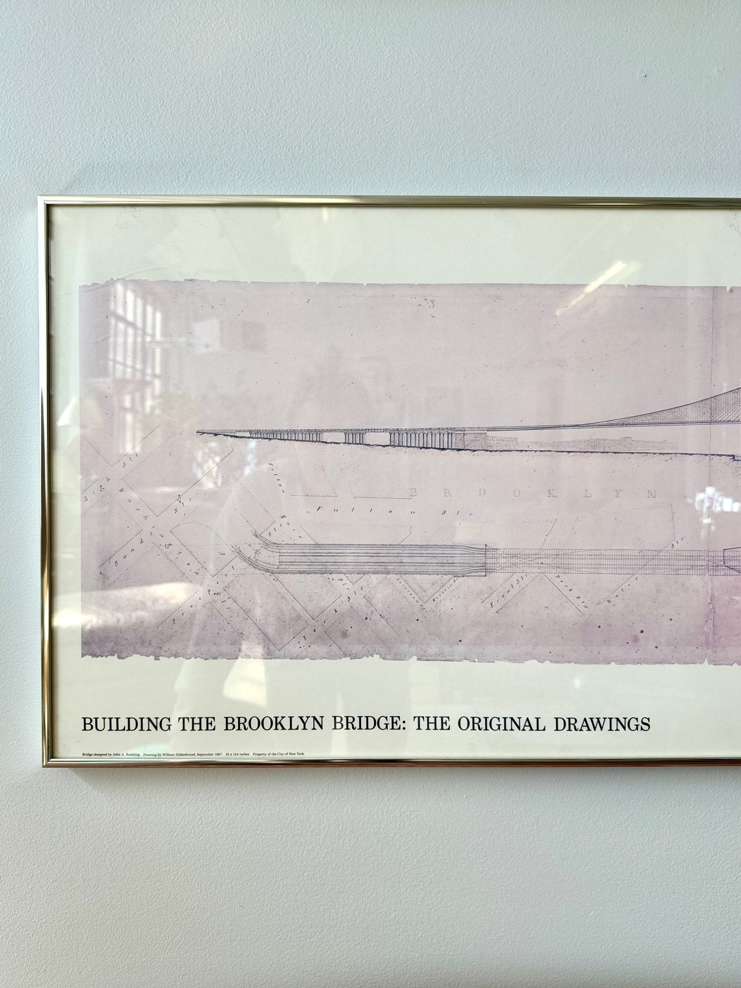 Vintage 1976 Whitney Museum Print of “Building the Brooklyn Bridge: The Original Drawings”
