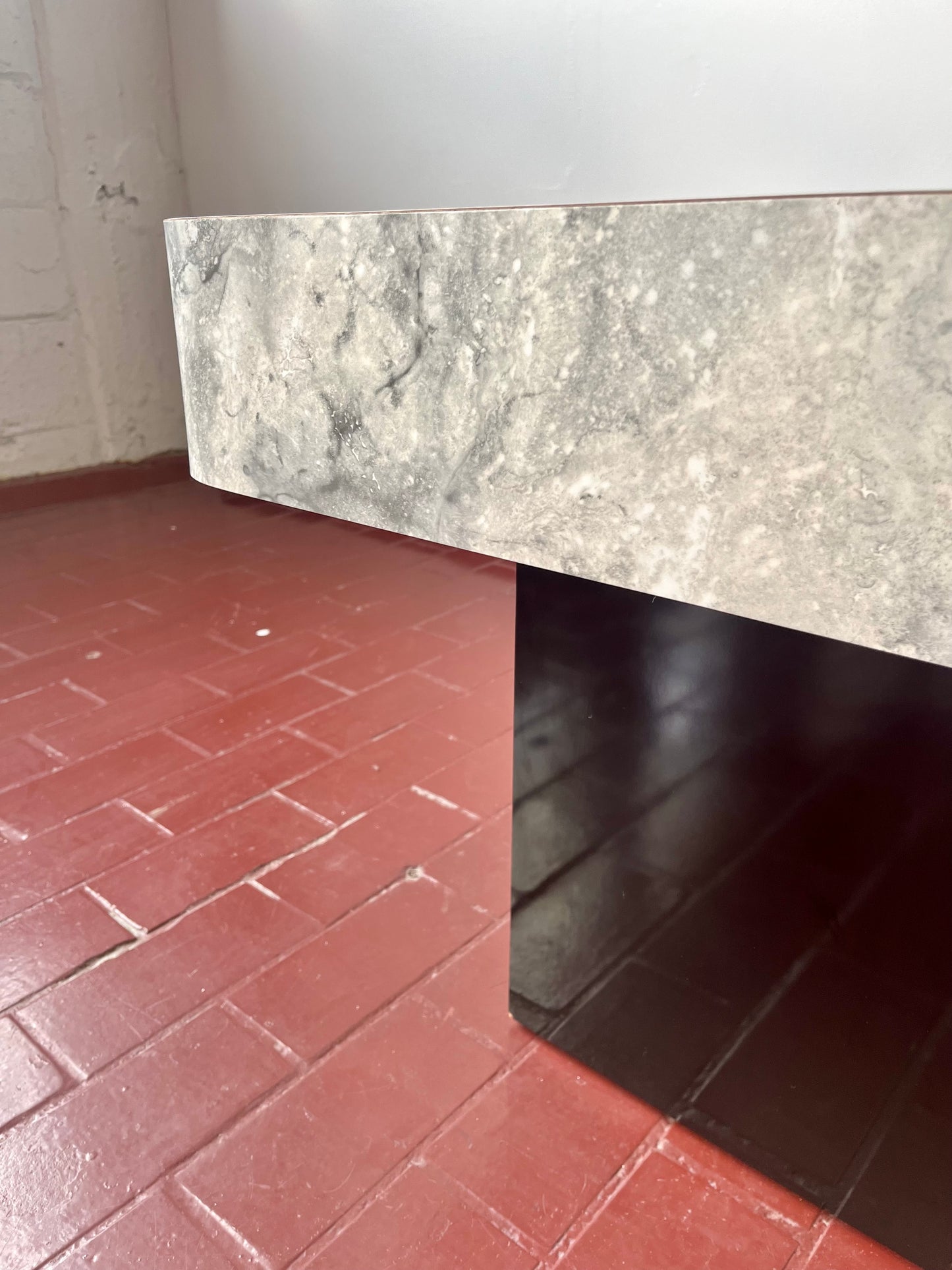 Postmodern Faux Marble Laminate End Tables