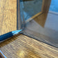 Postmodern Oak Hexagon End Table with Smoked Glass and Teak Top