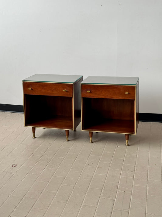 Pair MCM RWay Walnut Nightstands
