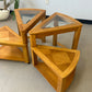 Vintage Triangular Tri-Level Swiveling End Tables