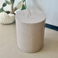 Postmodern Speckled Soft Rose Laminate Drum Side Table