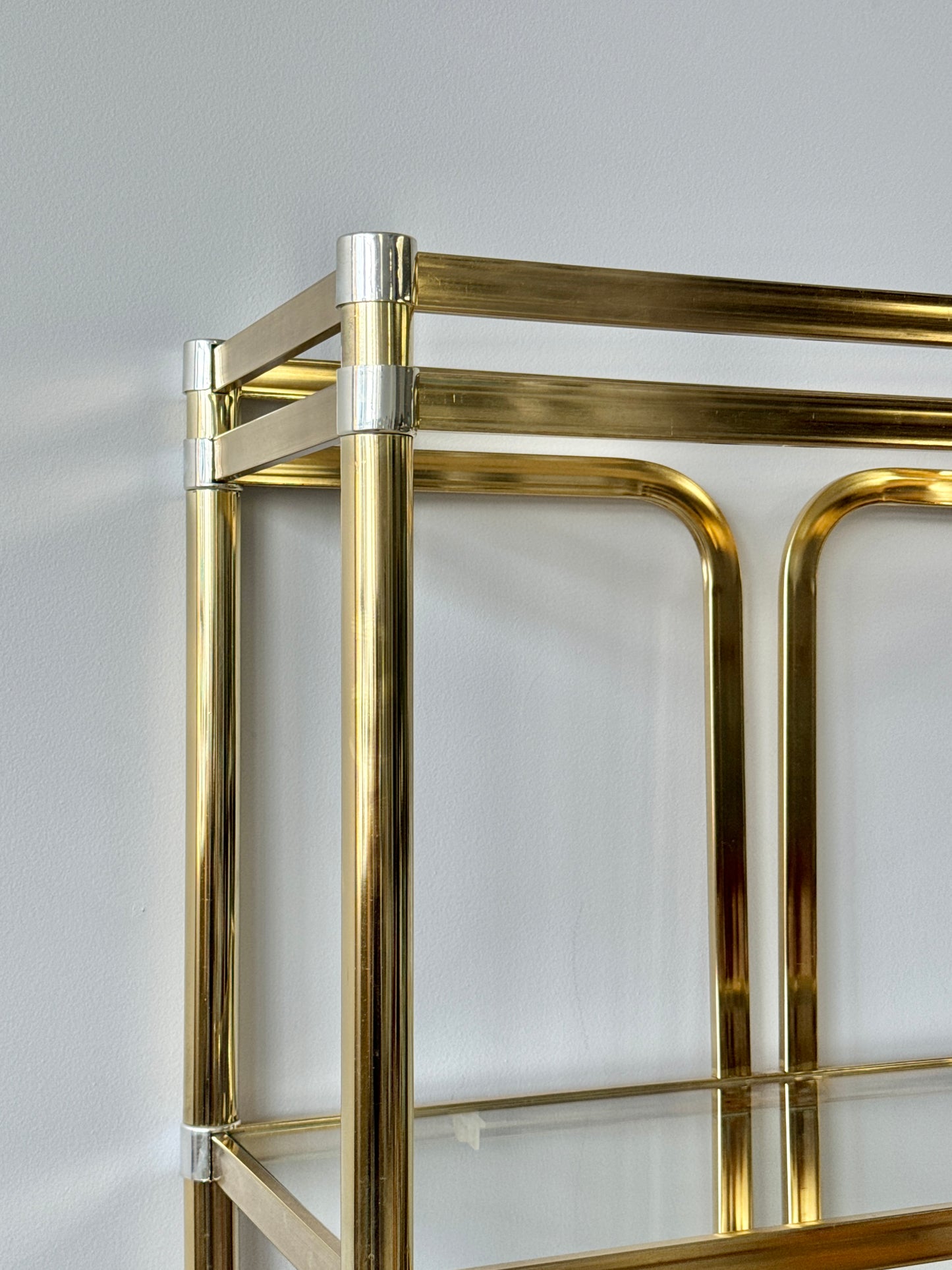 Vintage 80s Deco Style Brass Etagere