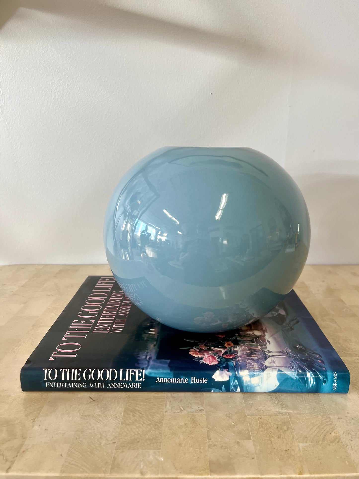 Vintage 1986 Powder Blue Haeger Sphere Vase