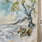 Vintage River’s Edge Oil Painting in Carved Wood Frame