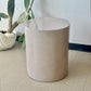 Postmodern Speckled Soft Rose Laminate Drum Side Table