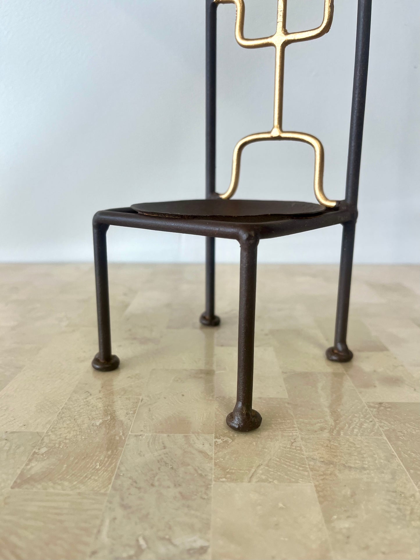 Postmodern Laurids Lonborg Style Iron Chair Candle Holder