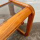 Postmodern Lou Hodges Style Oak and Smoked Glass Console Table