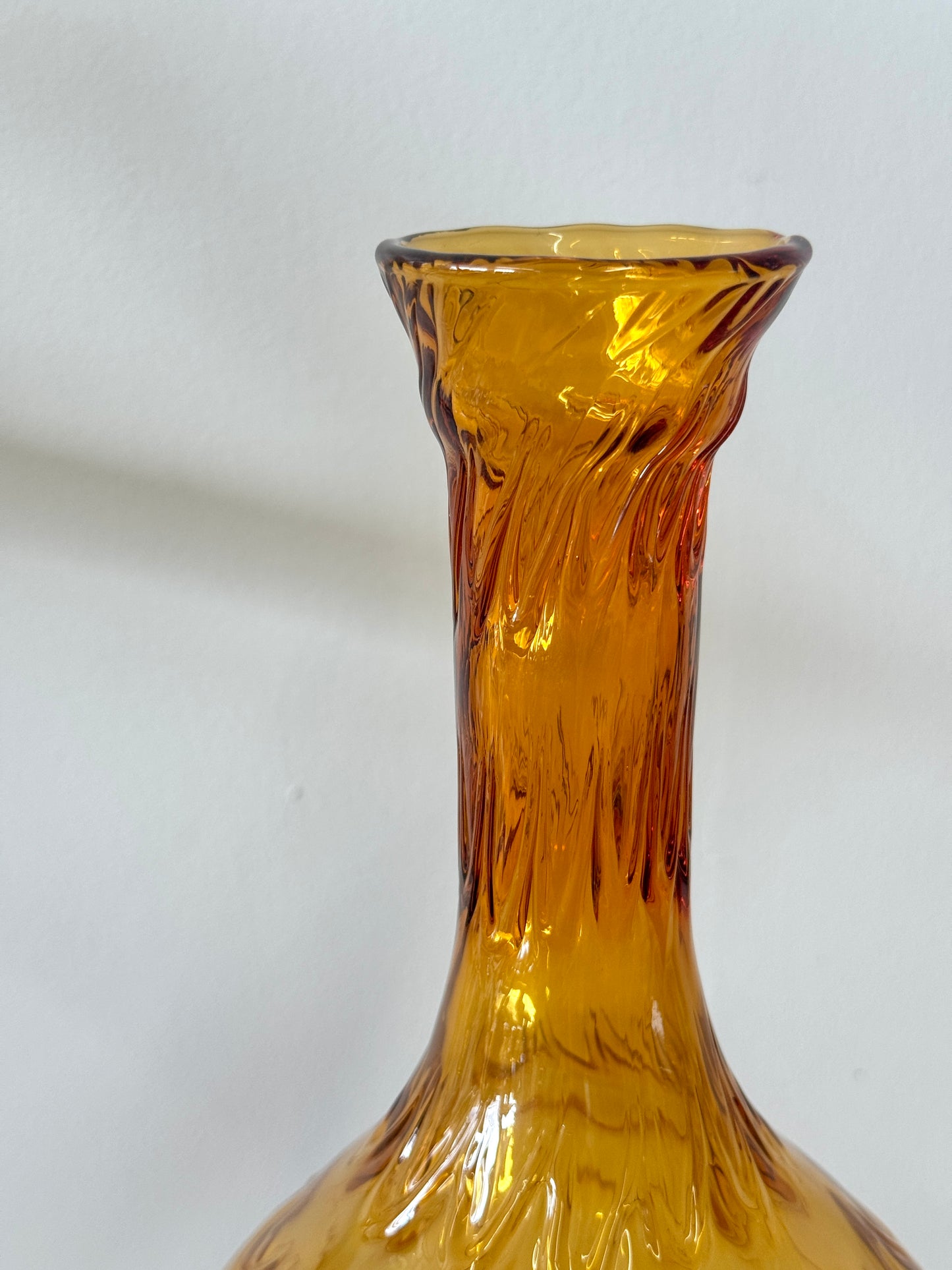 Vintage Empoli Amber Glass Sculptural Vase