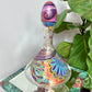 Vintage Y2K Signed Handpainted Wine Decanter with Painted Wood Egg Stopper