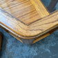 Postmodern Oak Hexagon End Table with Smoked Glass and Teak Top