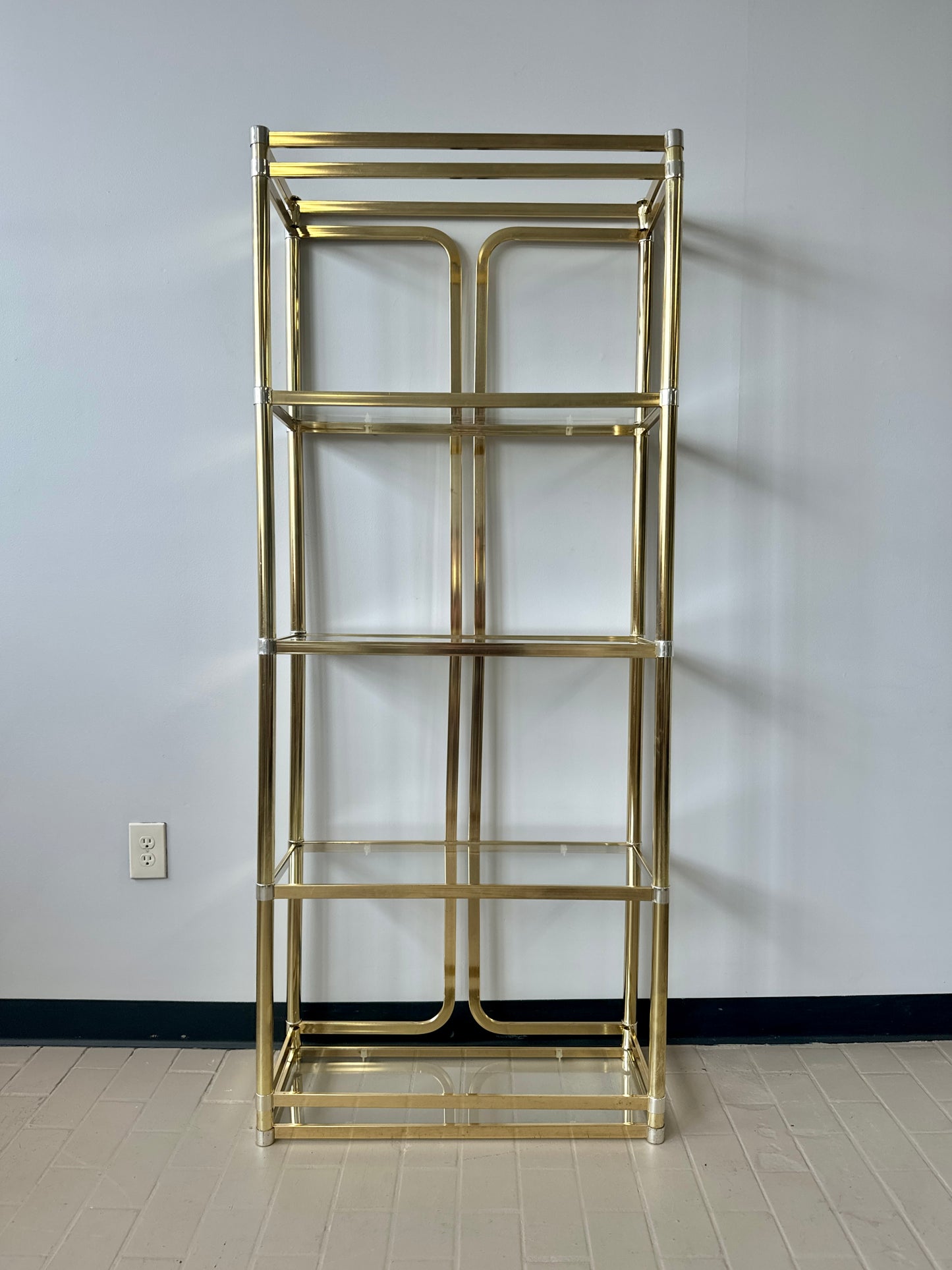 Vintage 80s Deco Style Brass Etagere