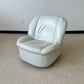 Postmodern Light Grey Leather Swivel Slipper Lounge Chair