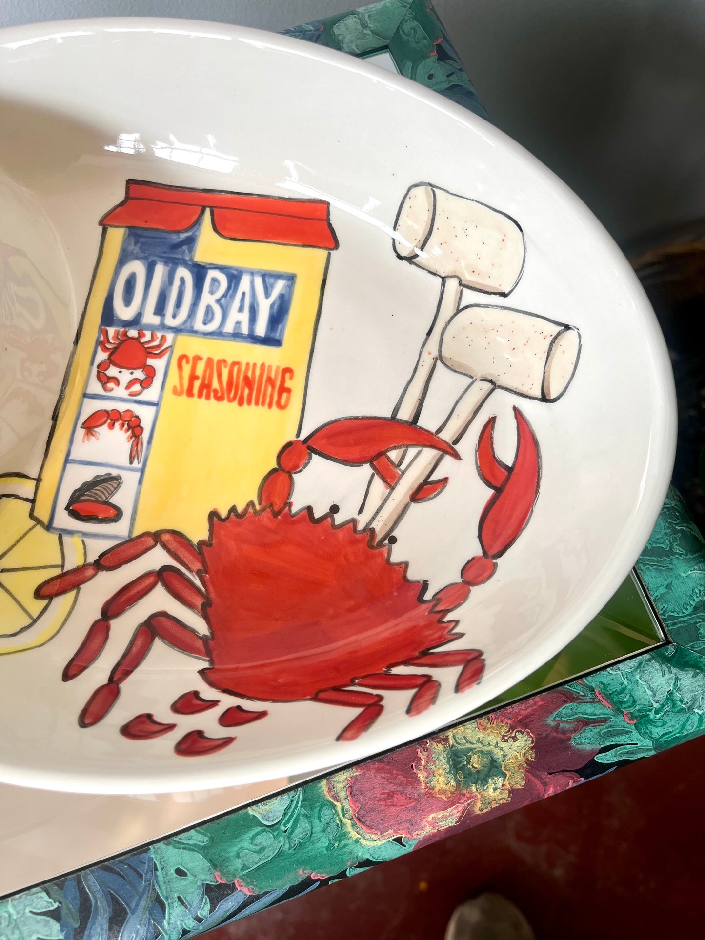 Vintage Ceramic Old Bay and Crab Segmented Serving Platter