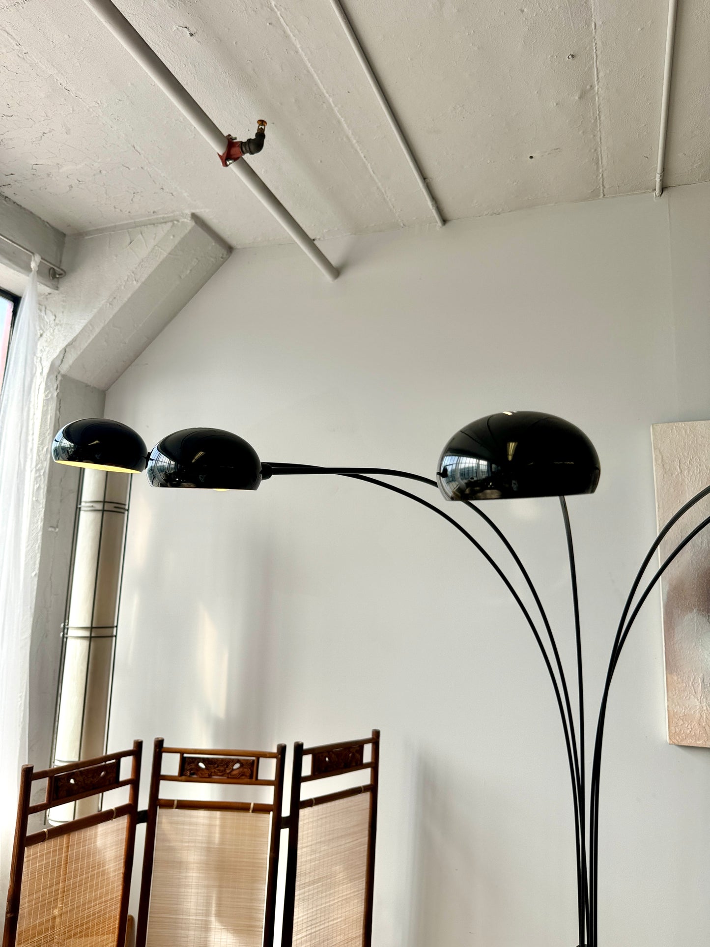Vintage Black Five Arm Spider Floor Lamp