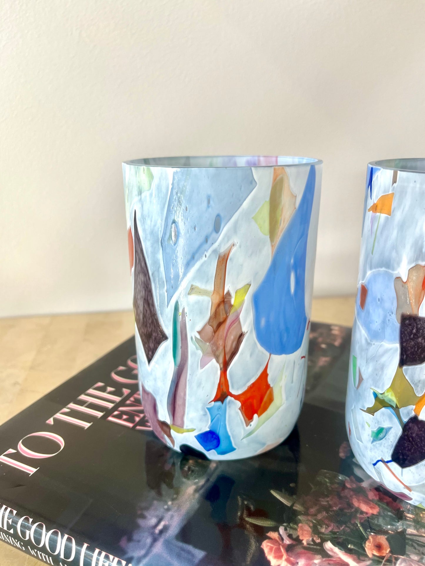 Murano-style Terrazzo Glass Tumbler Pair