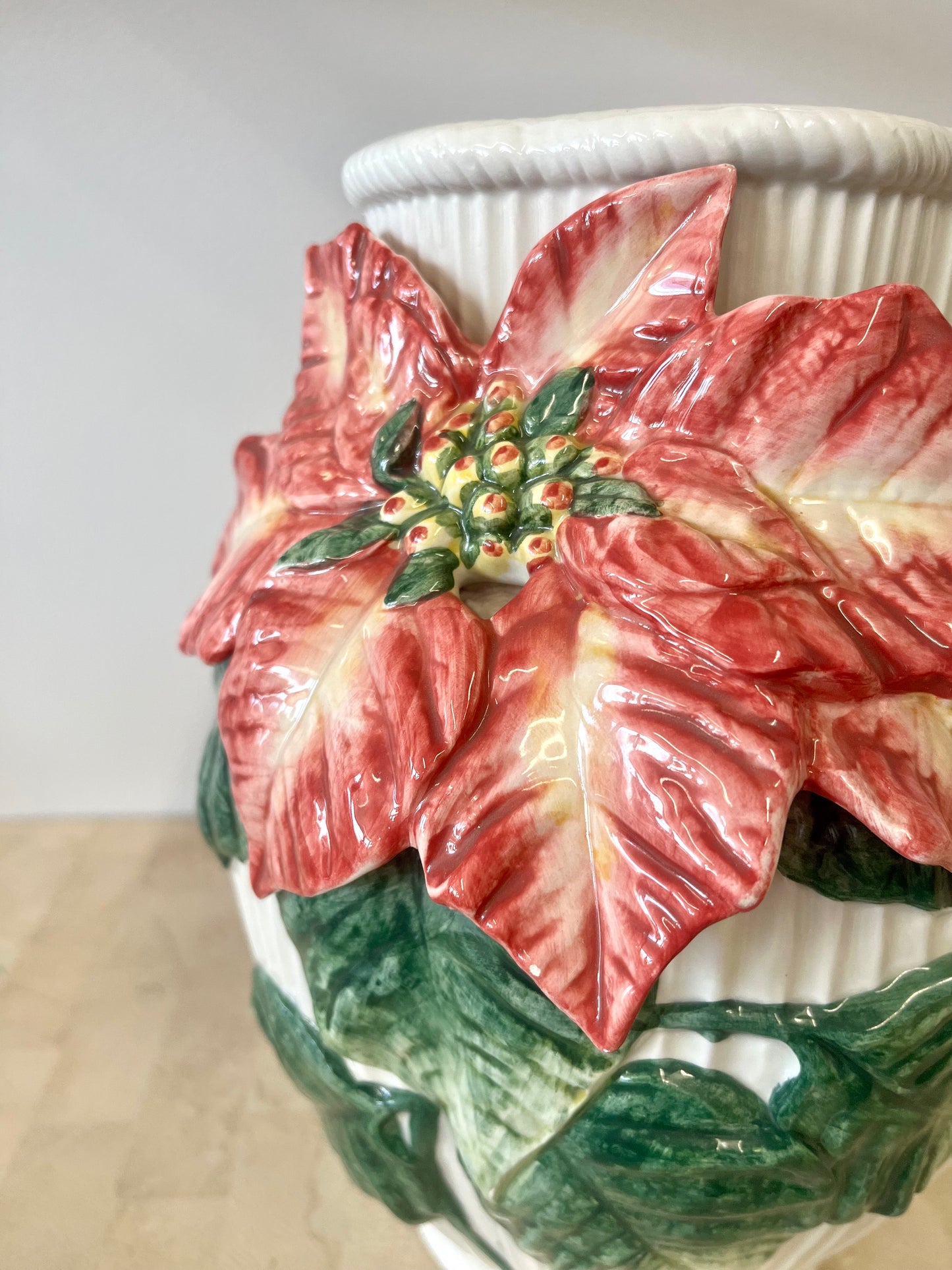 Vintage 1991 Fitz and Floyd Old World Poinsettia Vase