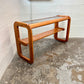 Postmodern Lou Hodges Style Oak and Smoked Glass Console Table