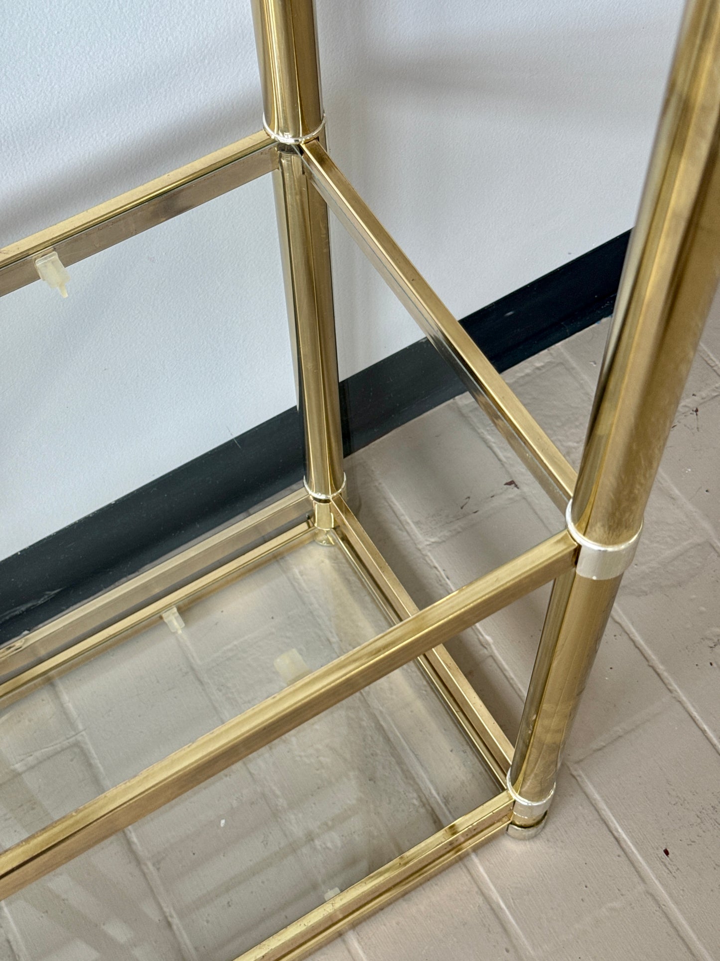 Vintage 80s Deco Style Brass Etagere