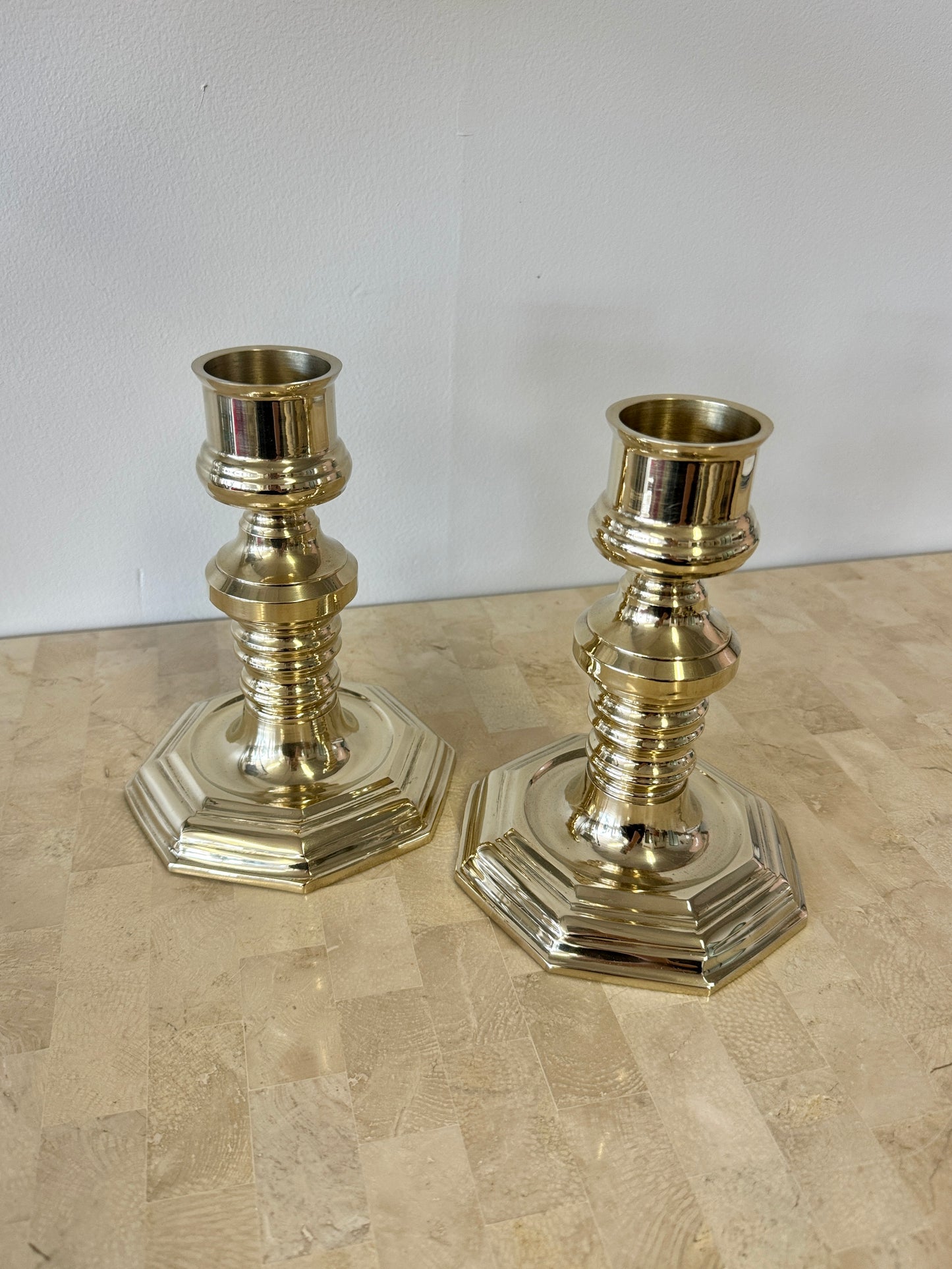 Vintage Chunky Brass Candlesticks