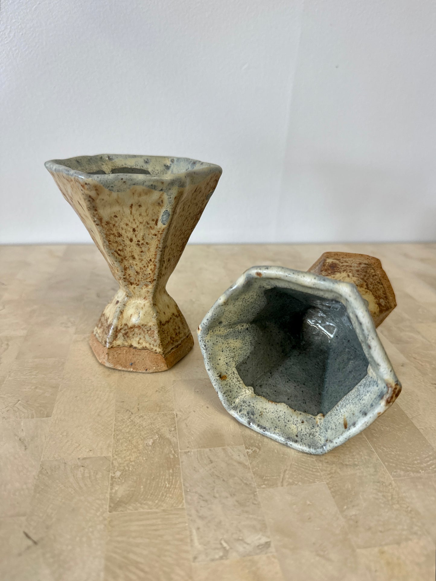 Vintage Studio Pottery Hexagon Goblets