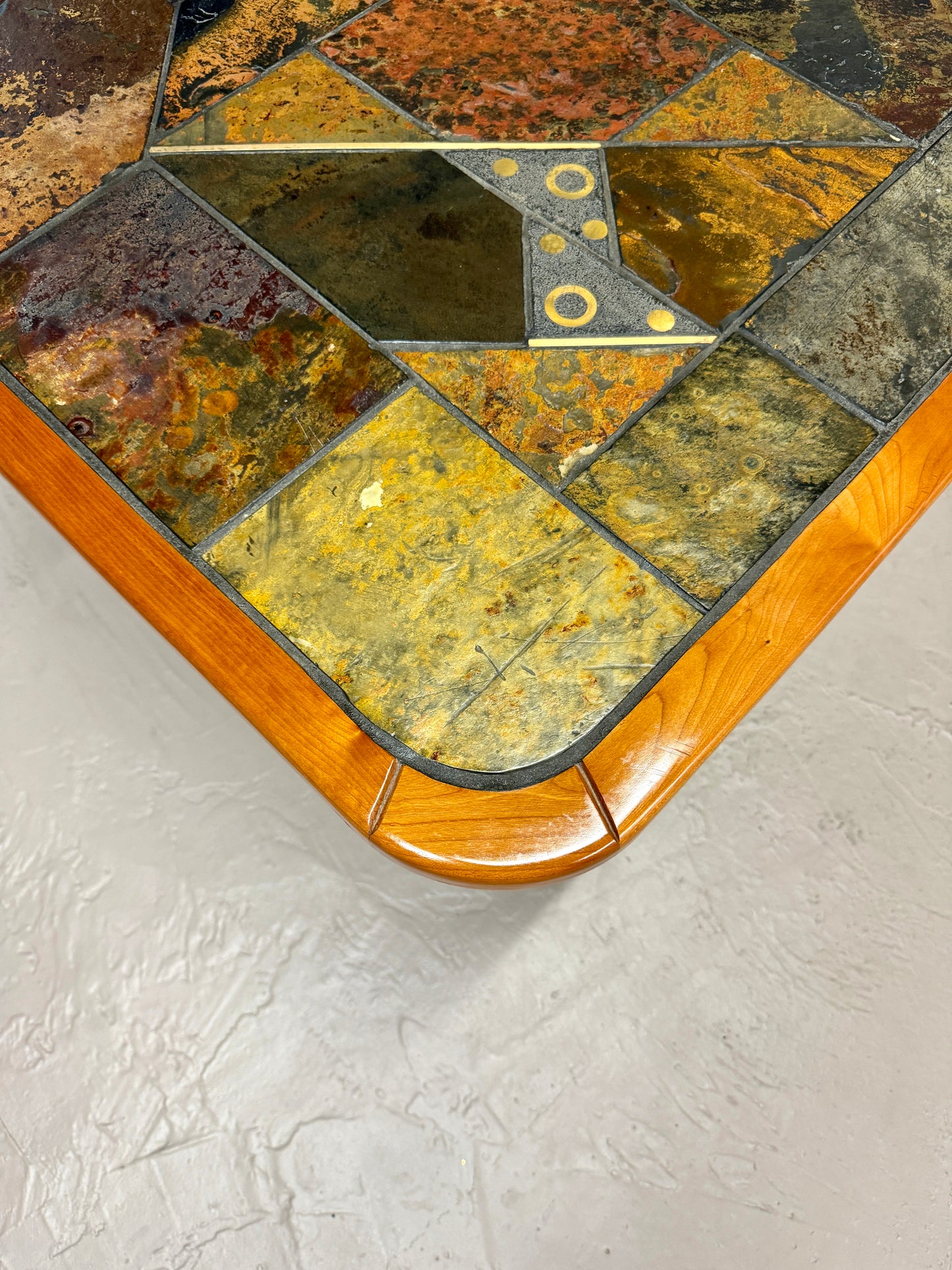 Vintage Paul Kingma Style Mosaic Slate End Table