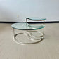 Vintage Chrome and Glass Yin Yang Table Pair